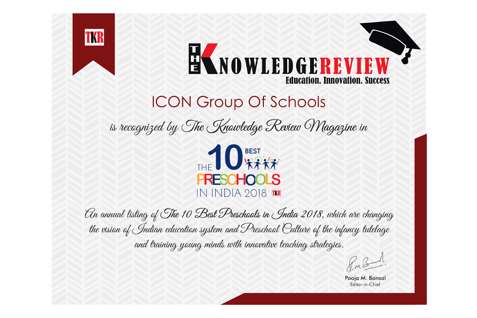 "TOP 10 PRESCHOOLS IN INDIA by The Knowledge Review Magazine 2018"